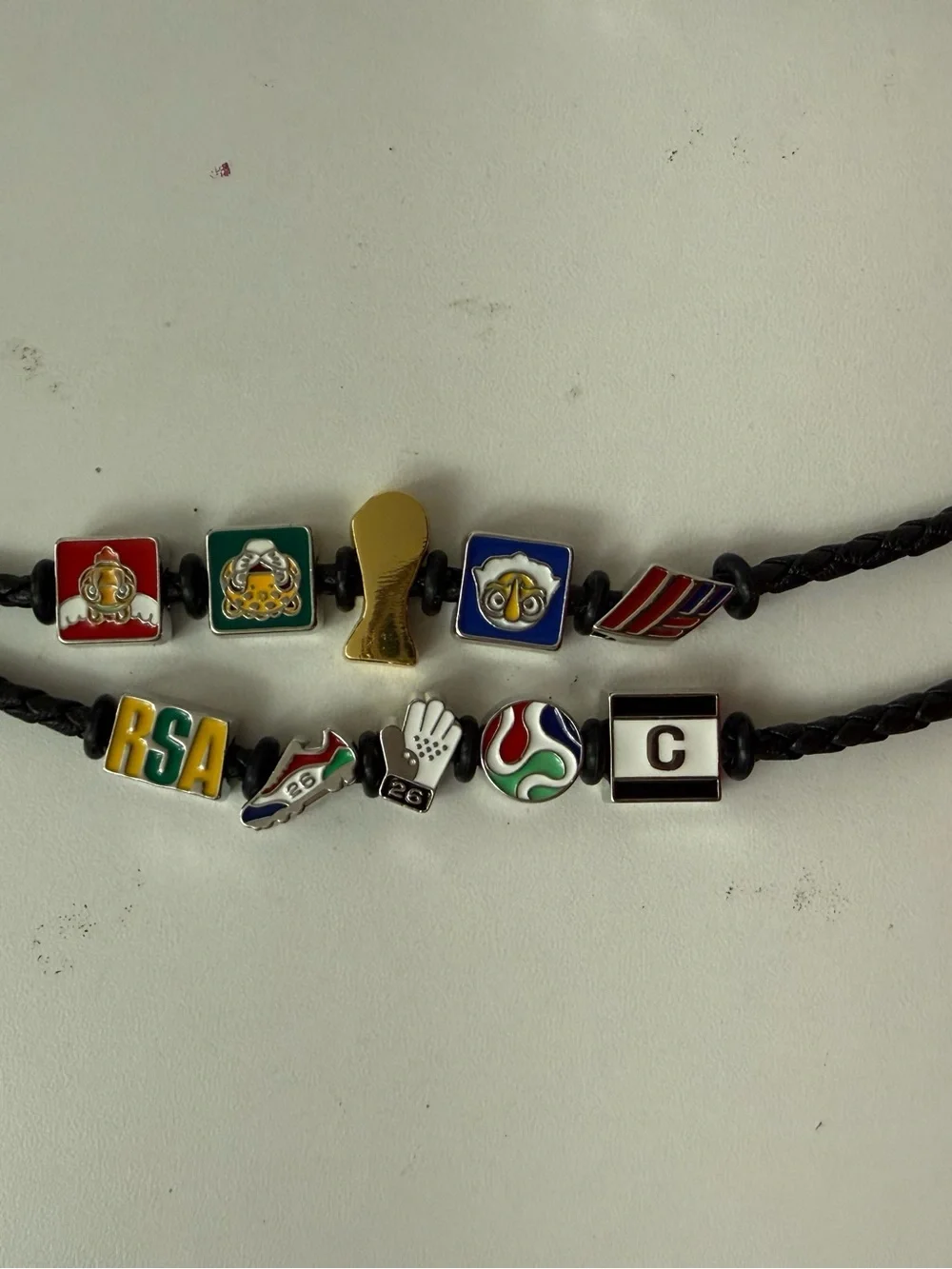 FIFA official Charm Braided Leather Bracelet - Multicolor Enamel Icons - Picture 1 of 14